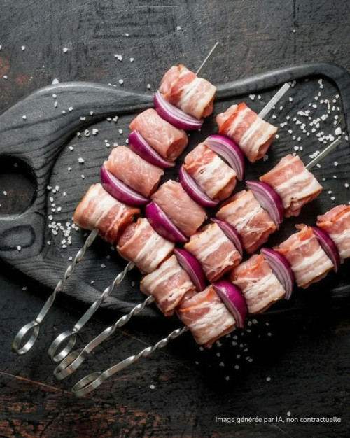 Brochette de filet mignon de porc oignon-bacon