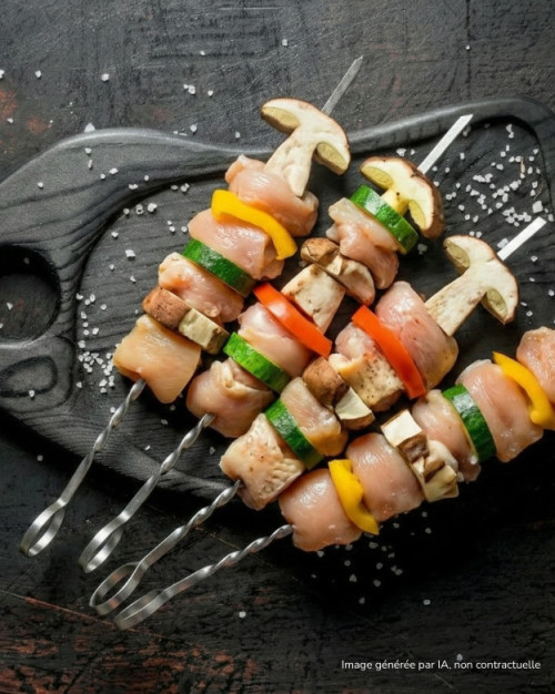 Brochette de poulet aux cèpes