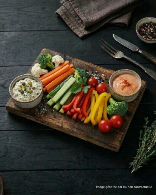 Légumes croquants avec sa sauce tartare et cocktail