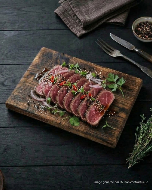 Tataki de bœuf mariné